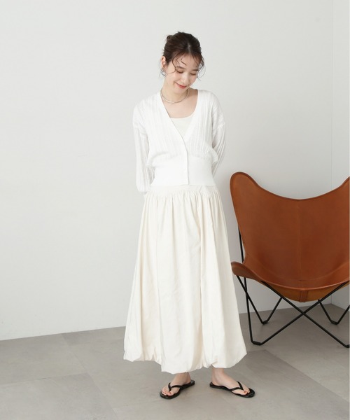 N.(N. Natural Beauty Basic)(エヌエヌナチュラルビューティーベーシック)の「◆透かし編みニットカーディガン(カーディガン/ボレロ・レディース・ブラック/オフホワイト/オレンジ・MEDIUM)」の7枚目の写真