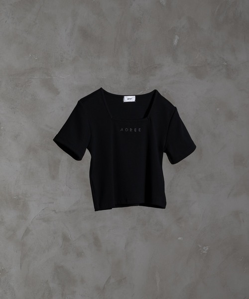 adree(アドリー)の「square neck ADREE logo short T shirt /スクエアネックADREEロゴショートTシャツ(Tシャツ/カットソー・レディース・ブラック/ホワイト・SMALL/MEDIUM)」の16枚目の写真