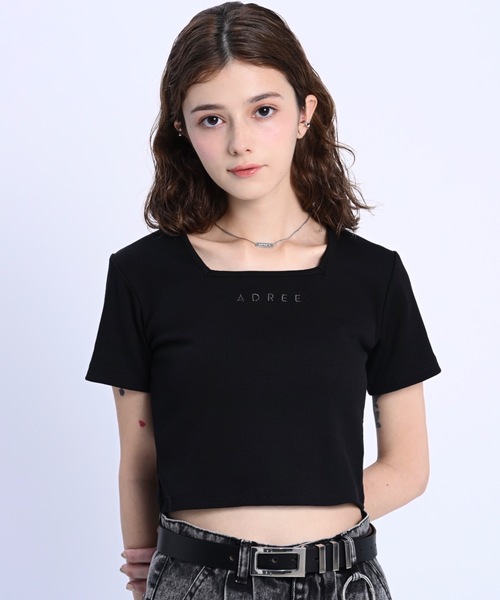 square neck ADREE logo short T shirt /スクエアネックADREE
