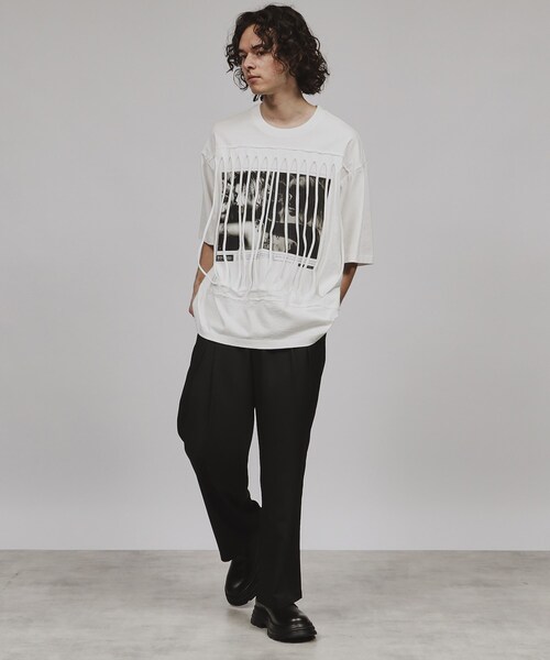 tk.TAKEO KIKUCHI（ティーケータケオキクチ）の「◆ギミックプリントカットソー（Tシャツ/カットソー・メンズ・ブラック/ホワイト・03/02）」の7枚目の写真