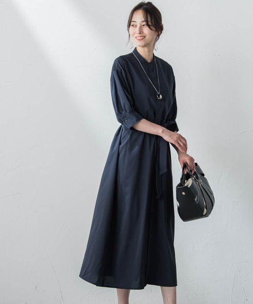 LAUTREAMONT(ロートレアモン)の「【WEB限定】【11号あり】ベルト付きドライタッチワンピース≪接触冷感/洗濯機で洗える≫(ワンピース・レディース・カーキ/ブラック/ベージュ/ブルー/ネイビー・11号/9号)」の4枚目の写真
