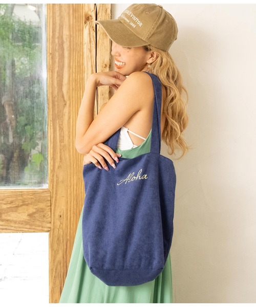 anap mimpi（アナップミンピ）の「パイルALOHA刺繍トートバッグ（トートバッグ・レディース・ベージュ系その他/ネイビー/ミント・FREE）」の16枚目の写真