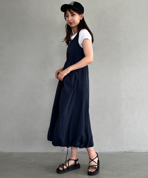 セール】フロントジップデザインナイロンワンピース（ワンピース