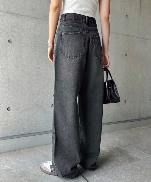 madness デニム パンツ ダメージ加工 andme ジーンズ デニム デニムパンツ ダメージ加工ワイドデニム