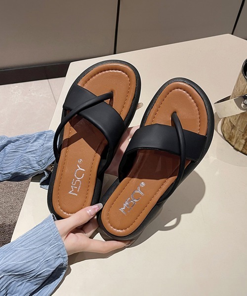Miniministore(ミニミニストア)の「トングサンダル 厚底サンダル 美脚 夏靴(サンダル・レディース・キャメル/ブラック/アイボリー・25.0cm/24.5cm/24.0cm/23.5cm/23.0cm/22.5cm)」の1枚目の写真