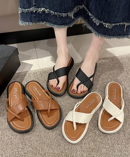 Miniministore(ミニミニストア)の「トングサンダル 厚底サンダル 美脚 夏靴(サンダル・レディース・キャメル/ブラック/アイボリー・25.0cm/24.5cm/24.0cm/23.5cm/23.0cm/22.5cm)」の21枚目の写真