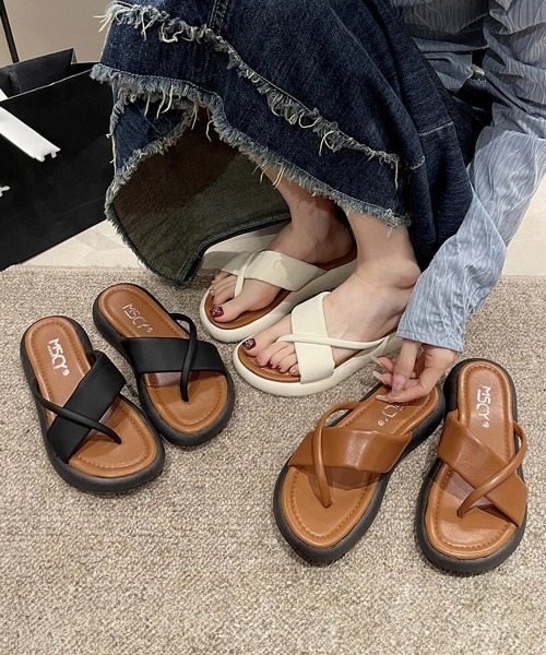 Miniministore(ミニミニストア)の「トングサンダル 厚底サンダル 美脚 夏靴(サンダル・レディース・キャメル/ブラック/アイボリー・25.0cm/24.5cm/24.0cm/23.5cm/23.0cm/22.5cm)」の10枚目の写真
