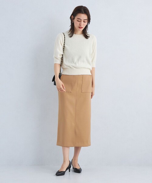 green label relaxing（グリーンレーベルリラクシング）の「［size SHORT/TALLあり］キチントボトムス  Iライン スカート（スカート・レディース・ブラック/パープル/ベージュ・40/38/36/SHORT/TALL）」の11枚目の写真