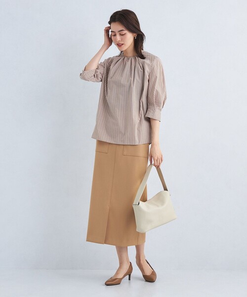 green label relaxing（グリーンレーベルリラクシング）の「［size SHORT/TALLあり］キチントボトムス  Iライン スカート（スカート・レディース・ブラック/パープル/ベージュ・40/38/36/SHORT/TALL）」の13枚目の写真