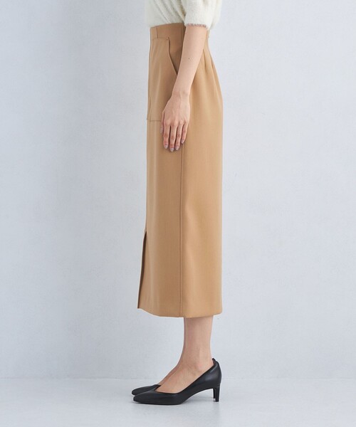 green label relaxing（グリーンレーベルリラクシング）の「［size SHORT/TALLあり］キチントボトムス  Iライン スカート（スカート・レディース・ブラック/パープル/ベージュ・40/38/36/SHORT/TALL）」の4枚目の写真