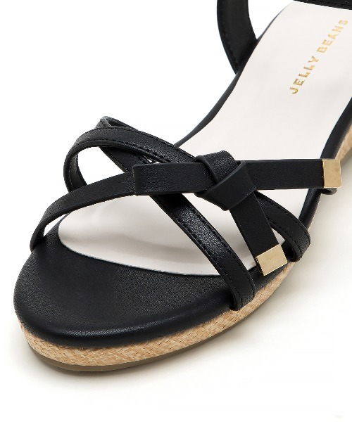 JELLY BEANS（ジェリービーンズ）の「アシンメトリーリボンストラップウエッジサンダル(217-30335)JELLY BEANS(ジェリービーンズ)（サンダル・レディース・ブラック/ホワイト/プラチナム・S/M/L）」の12枚目の写真