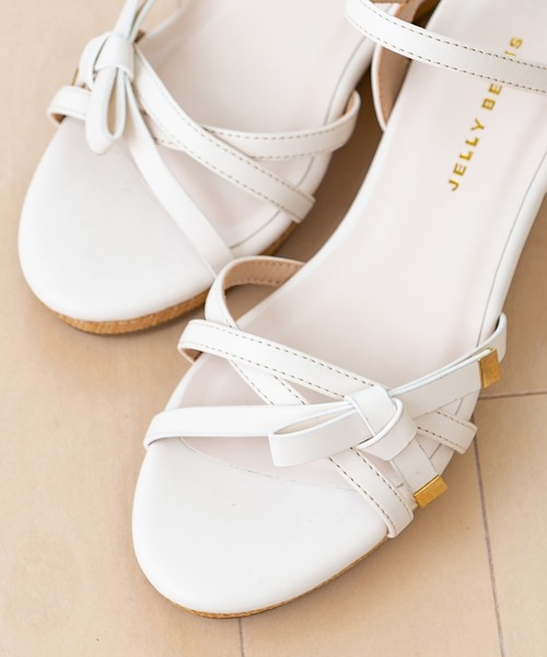 JELLY BEANS（ジェリービーンズ）の「アシンメトリーリボンストラップウエッジサンダル(217-30335)JELLY BEANS(ジェリービーンズ)（サンダル・レディース・ブラック/ホワイト/プラチナム・S/M/L）」の21枚目の写真