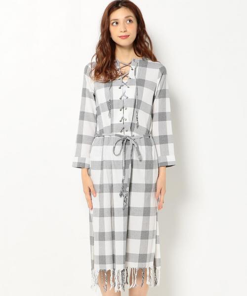 KIIRA（キーラ）の「KiiRAチェックレースアップワンピース/BCKiiRA CHK LACE-UP OP◆（ワンピース・レディース・ホワイト/レッド・フリー）」の12枚目の写真