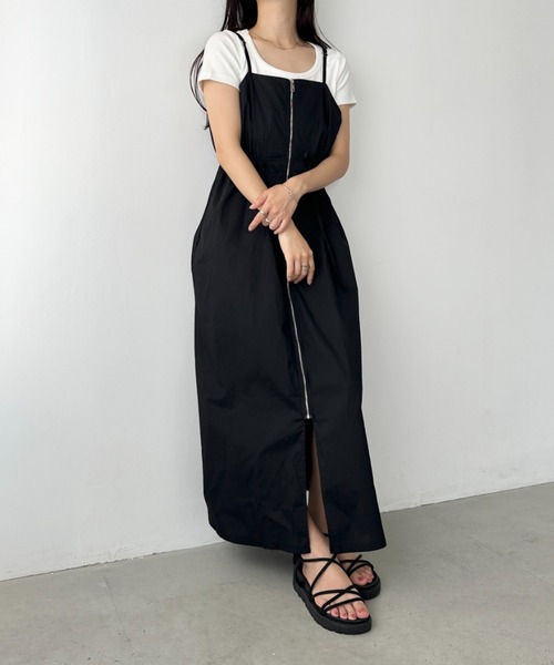 セール】フロントジップナイロンキャミワンピース（ワンピース）｜CLEA