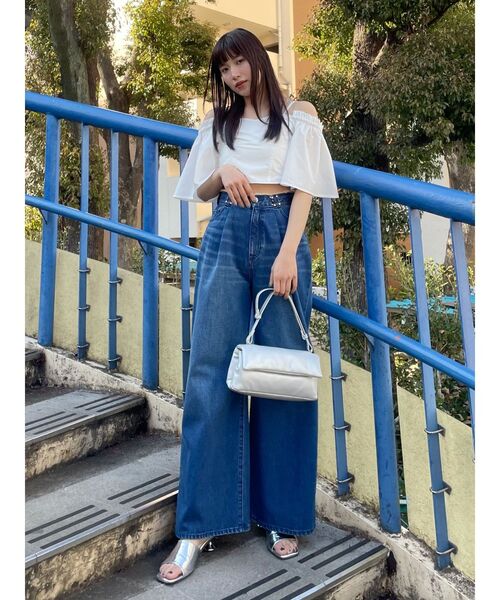 MURUA（ムルーア）の「オフショルクロップドブラウス（シャツ/ブラウス・レディース・ブラック/その他1/ホワイト・FREE）」の15枚目の写真