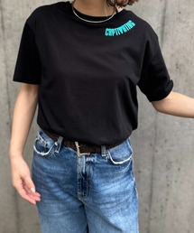 mi via loca | 【2WAY】レイヤードデザイン箔ロゴTシャツ(Tシャツ/カットソー)