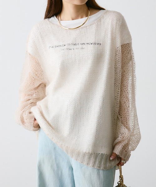 PUAL CE CIN（ピュアルセシン）の「【2点セット】万能カットソー+モヘア混メッシュニット（ニット/セーター・レディース・グレー/ブラック/アイボリー/ブルー・FREE）」の2枚目の写真