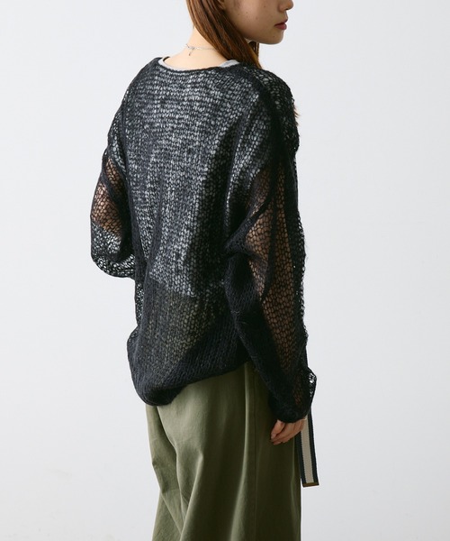 PUAL CE CIN（ピュアルセシン）の「【2点セット】万能カットソー+モヘア混メッシュニット（ニット/セーター・レディース・グレー/ブラック/アイボリー/ブルー・FREE）」の21枚目の写真