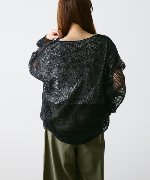 PUAL CE CIN（ピュアルセシン）の「【2点セット】万能カットソー+モヘア混メッシュニット（ニット/セーター・レディース・グレー/ブラック/アイボリー/ブルー・FREE）」の22枚目の写真