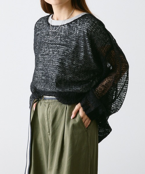 PUAL CE CIN（ピュアルセシン）の「【2点セット】万能カットソー+モヘア混メッシュニット（ニット/セーター・レディース・グレー/ブラック/アイボリー/ブルー・FREE）」の20枚目の写真