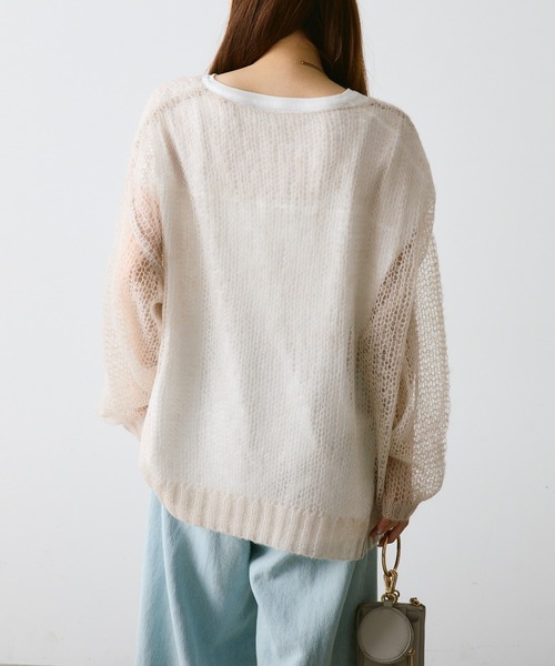 PUAL CE CIN（ピュアルセシン）の「【2点セット】万能カットソー+モヘア混メッシュニット（ニット/セーター・レディース・グレー/ブラック/アイボリー/ブルー・FREE）」の7枚目の写真