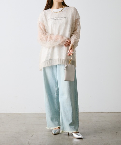 PUAL CE CIN（ピュアルセシン）の「【2点セット】万能カットソー+モヘア混メッシュニット（ニット/セーター・レディース・グレー/ブラック/アイボリー/ブルー・FREE）」の8枚目の写真