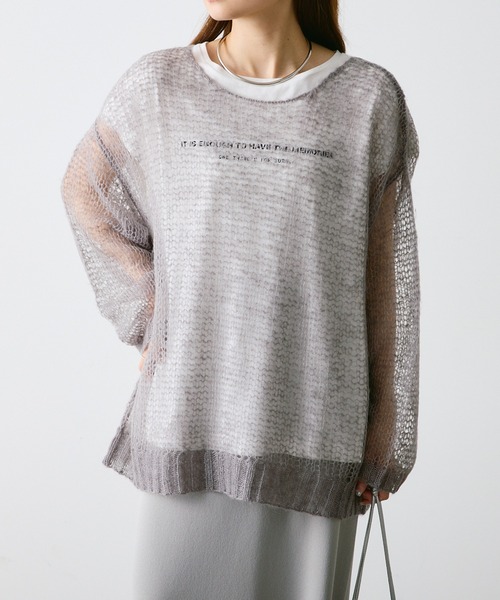 PUAL CE CIN（ピュアルセシン）の「【2点セット】万能カットソー+モヘア混メッシュニット（ニット/セーター・レディース・グレー/ブラック/アイボリー/ブルー・FREE）」の10枚目の写真