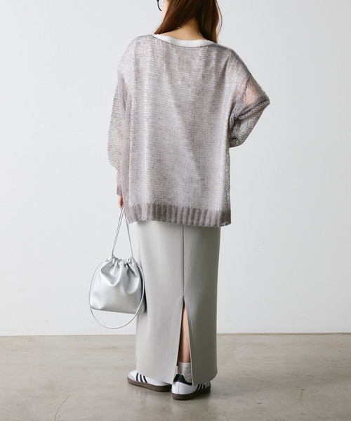 PUAL CE CIN（ピュアルセシン）の「【2点セット】万能カットソー+モヘア混メッシュニット（ニット/セーター・レディース・グレー/ブラック/アイボリー/ブルー・FREE）」の13枚目の写真