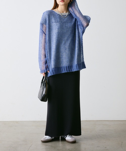 PUAL CE CIN（ピュアルセシン）の「【2点セット】万能カットソー+モヘア混メッシュニット（ニット/セーター・レディース・グレー/ブラック/アイボリー/ブルー・FREE）」の17枚目の写真