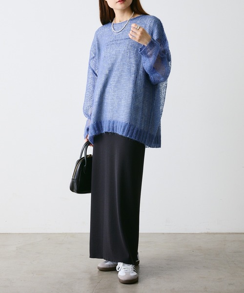 PUAL CE CIN（ピュアルセシン）の「【2点セット】万能カットソー+モヘア混メッシュニット（ニット/セーター・レディース・グレー/ブラック/アイボリー/ブルー・FREE）」の18枚目の写真