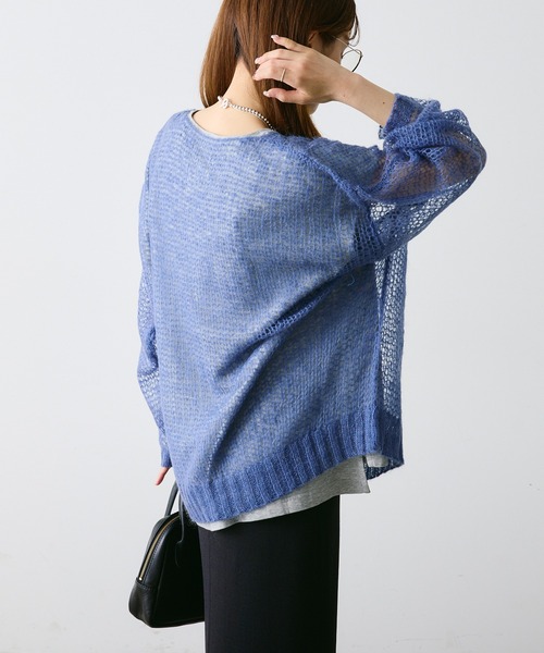 PUAL CE CIN（ピュアルセシン）の「【2点セット】万能カットソー+モヘア混メッシュニット（ニット/セーター・レディース・グレー/ブラック/アイボリー/ブルー・FREE）」の16枚目の写真