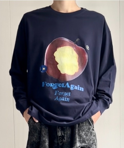 B.R.U(ブル)の「リンゴプリント長袖シャツ(Tシャツ/カットソー・メンズ・チャコール/ネイビー/ホワイト/ブラック・FREE)」の4枚目の写真