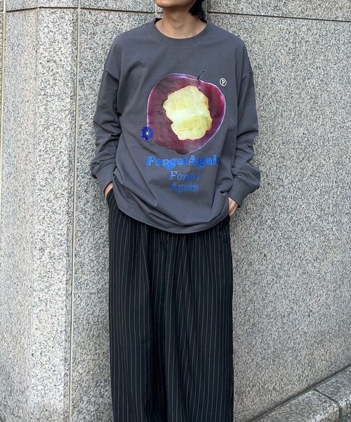 MILKBOY レッドシューズ プリント 長袖シャツ セール】リンゴプリント長袖シャツ（Tシャツ/カットソー