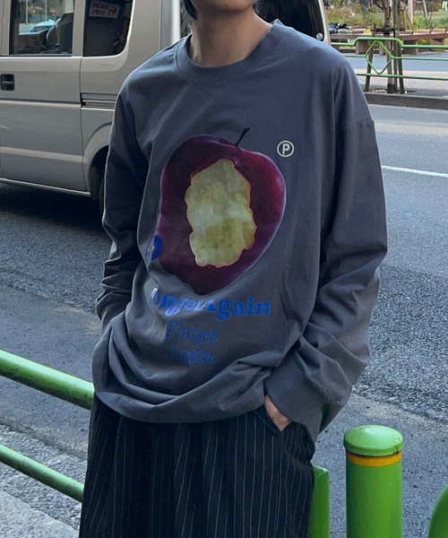 セール】リンゴプリント長袖シャツ（Tシャツ/カットソー）｜B.R.U