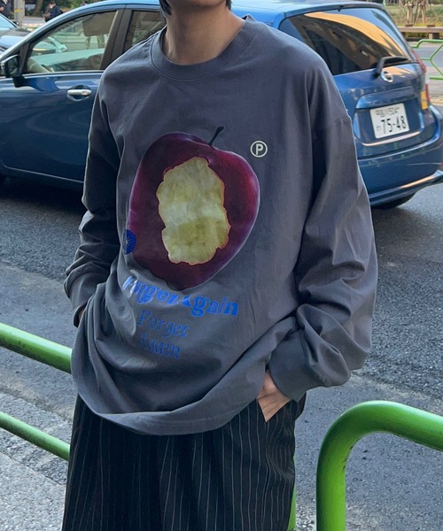 セール】リンゴプリント長袖シャツ（Tシャツ/カットソー）｜B.R.U