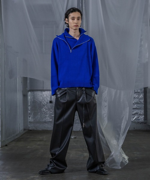 HARE（ハレ）の「レイヤードハーフZIPニット(HARE)（ニット/セーター・メンズ・ブラック/グレー/ブルー・FREE）」の5枚目の写真