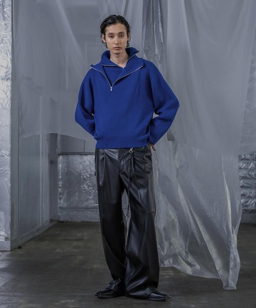 HARE（ハレ）の「レイヤードハーフZIPニット(HARE)（ニット/セーター・メンズ・ブラック/グレー/ブルー・FREE）」の7枚目の写真