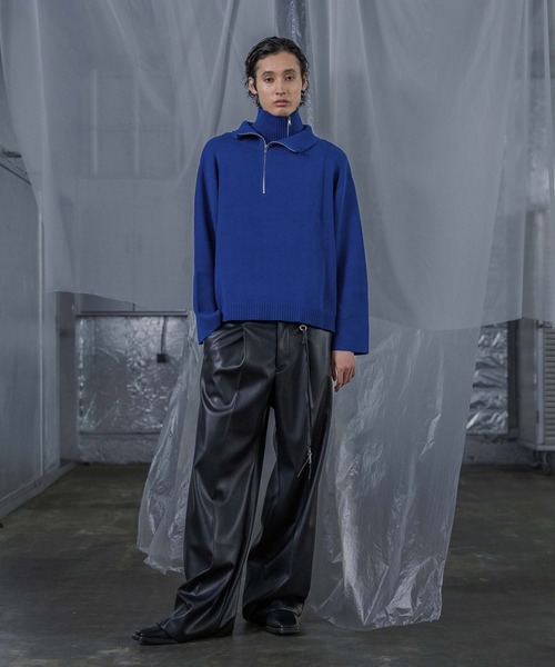 HARE（ハレ）の「レイヤードハーフZIPニット(HARE)（ニット/セーター・メンズ・ブラック/グレー/ブルー・FREE）」の8枚目の写真