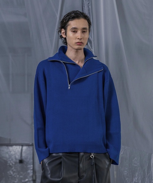 HARE（ハレ）の「レイヤードハーフZIPニット(HARE)（ニット/セーター・メンズ・ブラック/グレー/ブルー・FREE）」の10枚目の写真