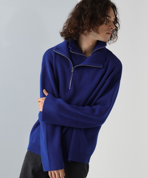 HARE（ハレ）の「レイヤードハーフZIPニット(HARE)（ニット/セーター・メンズ・ブラック/グレー/ブルー・FREE）」の12枚目の写真