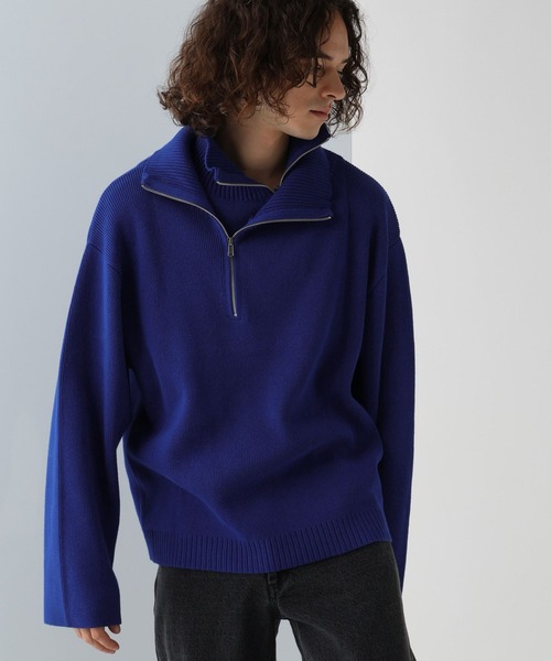 HARE（ハレ）の「レイヤードハーフZIPニット(HARE)（ニット/セーター・メンズ・ブラック/グレー/ブルー・FREE）」の13枚目の写真