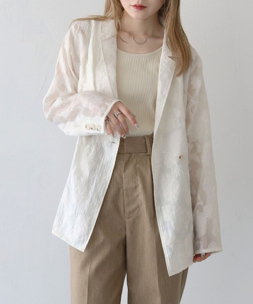CLEIO(クレイオ)の「【CLEIO】シアー花柄ジャガードテーラードジャケット/シースルージャケット/セレモニーSHEER FLORAL JACQUARD TAILORED JACKET/948-12609(テーラードジャケット・レディース・アイボリー/ブラック・FREE)」の5枚目の写真