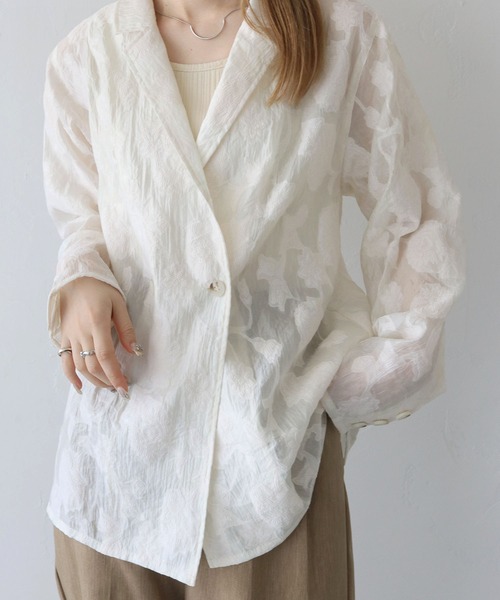 CLEIO(クレイオ)の「【CLEIO】シアー花柄ジャガードテーラードジャケット/シースルージャケット/セレモニーSHEER FLORAL JACQUARD TAILORED JACKET/948-12609(テーラードジャケット・レディース・アイボリー/ブラック・FREE)」の17枚目の写真