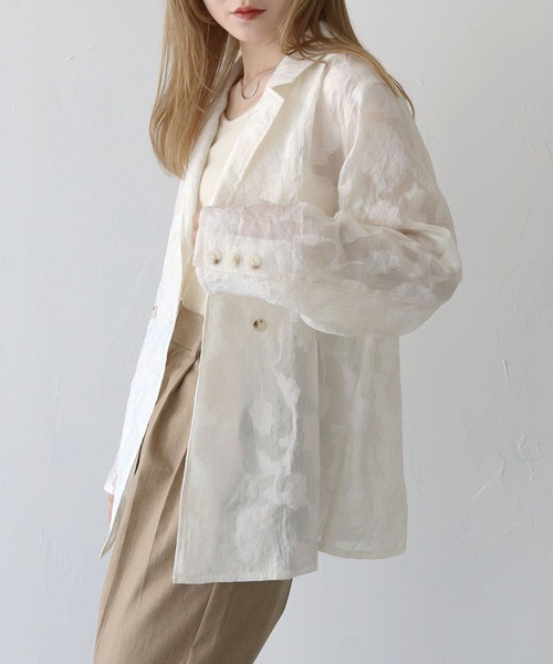 CLEIO(クレイオ)の「【CLEIO】シアー花柄ジャガードテーラードジャケット/シースルージャケット/セレモニーSHEER FLORAL JACQUARD TAILORED JACKET/948-12609(テーラードジャケット・レディース・アイボリー/ブラック・FREE)」の8枚目の写真