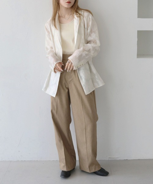CLEIO(クレイオ)の「【CLEIO】シアー花柄ジャガードテーラードジャケット/シースルージャケット/セレモニーSHEER FLORAL JACQUARD TAILORED JACKET/948-12609(テーラードジャケット・レディース・アイボリー/ブラック・FREE)」の12枚目の写真