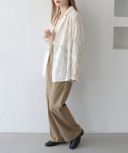 CLEIO(クレイオ)の「【CLEIO】シアー花柄ジャガードテーラードジャケット/シースルージャケット/セレモニーSHEER FLORAL JACQUARD TAILORED JACKET/948-12609(テーラードジャケット・レディース・アイボリー/ブラック・FREE)」の14枚目の写真