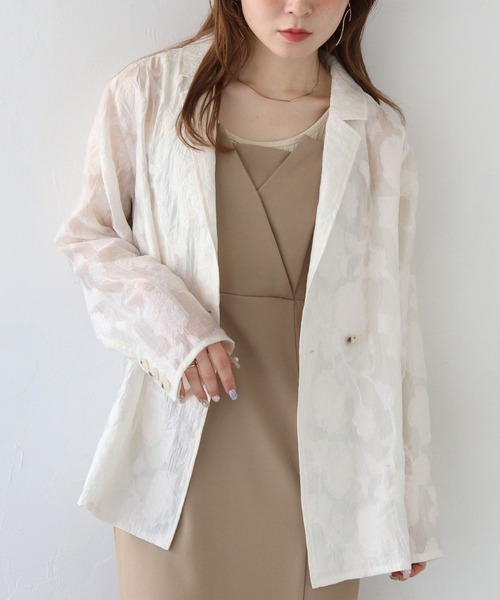 CLEIO(クレイオ)の「【CLEIO】シアー花柄ジャガードテーラードジャケット/シースルージャケット/セレモニーSHEER FLORAL JACQUARD TAILORED JACKET/948-12609(テーラードジャケット・レディース・アイボリー/ブラック・FREE)」の20枚目の写真