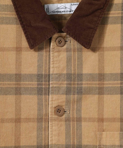 RAGEBLUE（レイジブルー）の「ヴィンテージライク/襟コーデュロイオーバーサイズチェックシャツ（シャツ/ブラウス・メンズ・グリーン系その他/ブラウン系その他・LARGE/MEDIUM）」の8枚目の写真