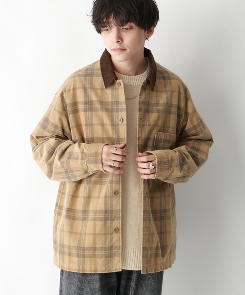 RAGEBLUE（レイジブルー）の「ヴィンテージライク/襟コーデュロイオーバーサイズチェックシャツ（シャツ/ブラウス・メンズ・グリーン系その他/ブラウン系その他・LARGE/MEDIUM）」の11枚目の写真