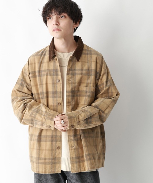 RAGEBLUE（レイジブルー）の「ヴィンテージライク/襟コーデュロイオーバーサイズチェックシャツ（シャツ/ブラウス・メンズ・グリーン系その他/ブラウン系その他・LARGE/MEDIUM）」の12枚目の写真